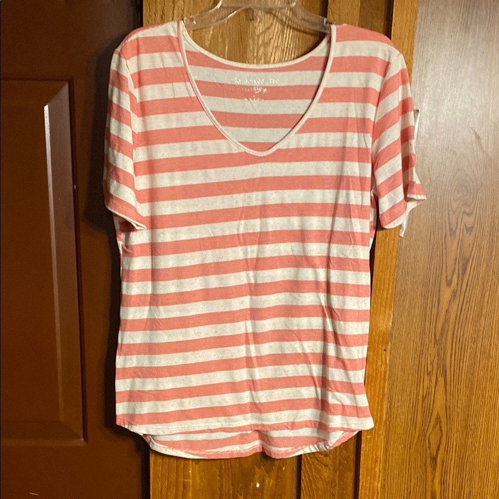 Pink and White Short Sleeve Relaxed Tee